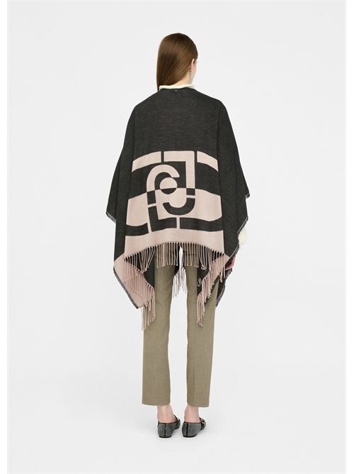 Poncho con logo e frange LIU JO | 2F5031T0300/22222